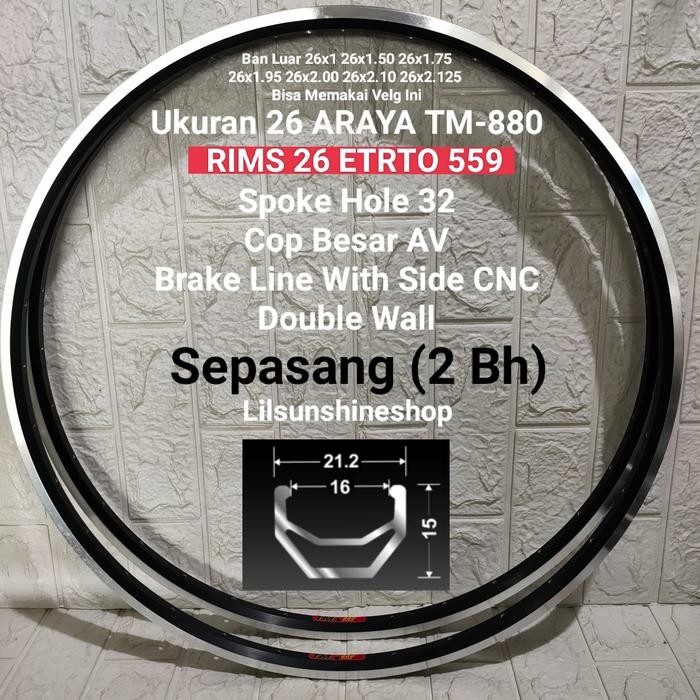 Rims Velg Sepeda Gunung 26 ARAYA TM880 Rim Double Wall 32H ETRTO 559