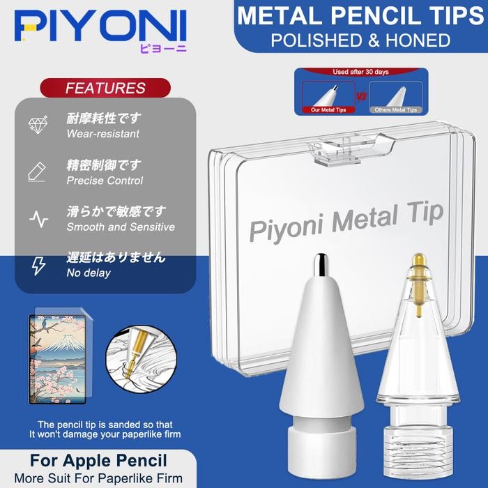 

Gilang_Store Piyoni Stainless Metal Apple Pencil Replacement Tip Nib Gen 1 & 2