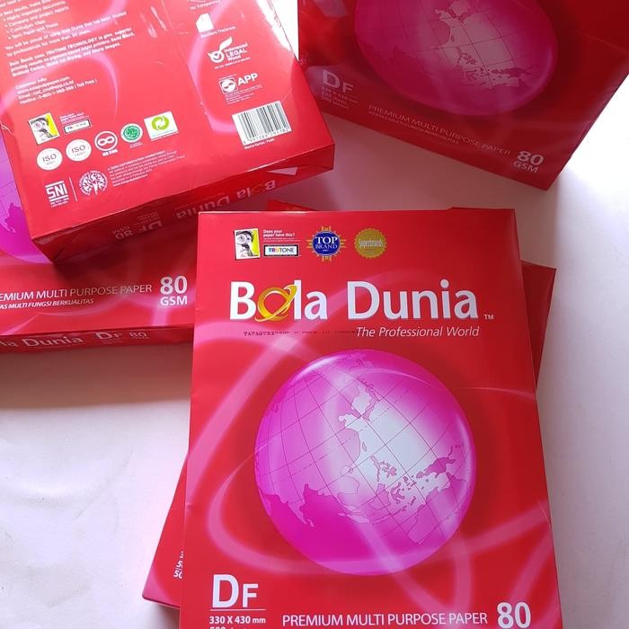 

BOLA DUNIA 80G DF DOUBLE FOLIO KERTAS PRINT KERTAS FOTOCOPY BOLA DUNIA