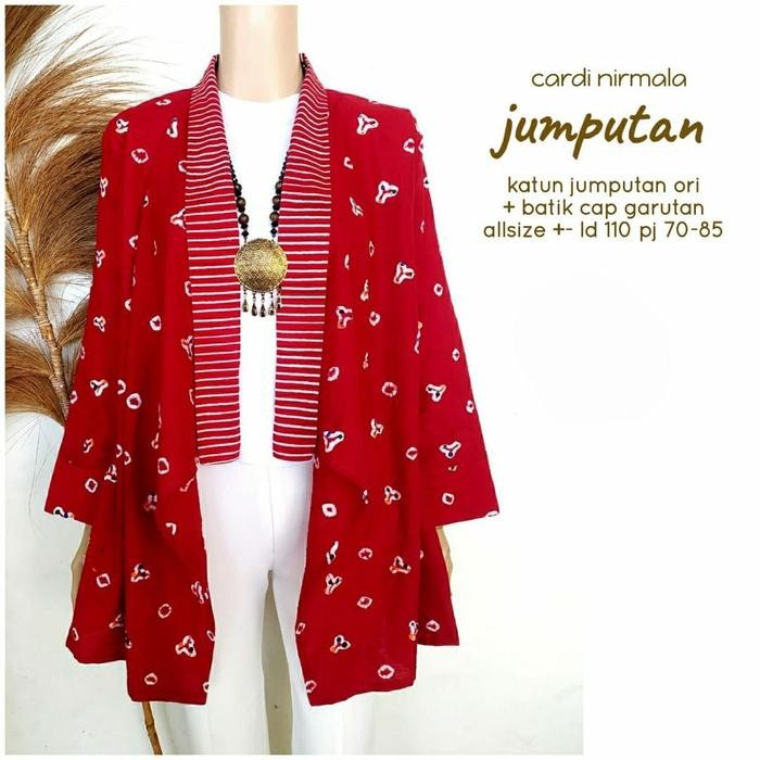 Bolero Batik Vest Outer Cardigan Batik Modern Lengan Panjang Cardi Jumputan List Salur Batik Kerja