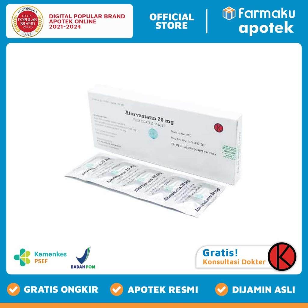 Atorvastatin 20 mg Pratapa Nirmala Strip 10 tablet salut selaput
  - KGS