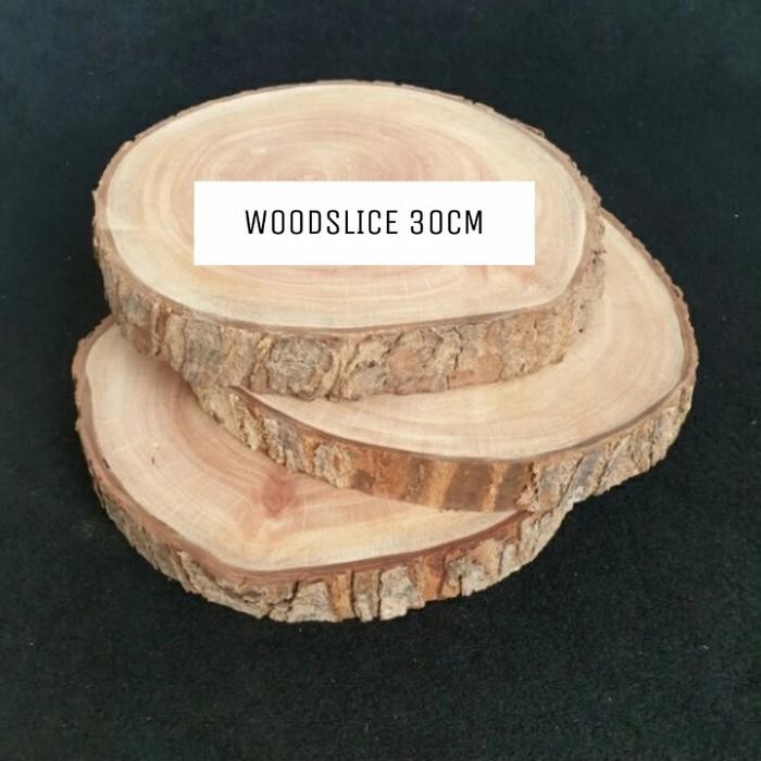 Stok Baru WOOD SLICE 30CM NATURAL WOOD DEKORASI