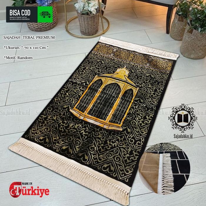 SAJADAH HITAM TURKEY TURKI SEJADAH BLUDRU PREMIUM ORIGINAL SUPER TEBAL