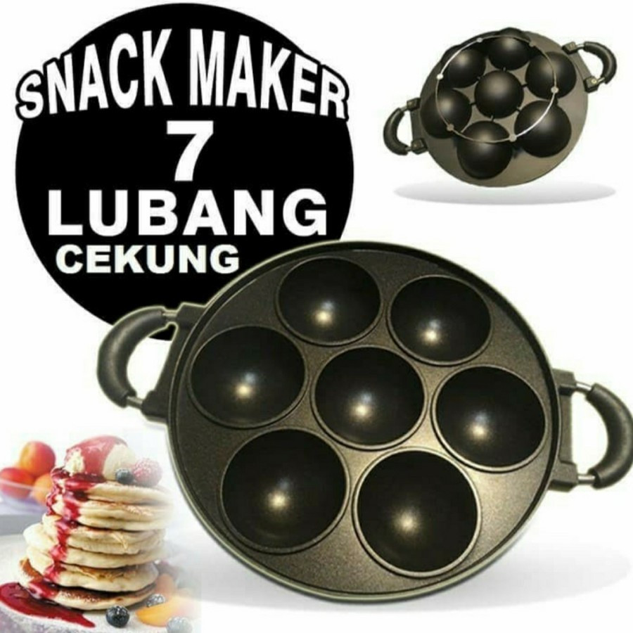 Teflon Cetakan Kue 7 Lubang Cetakan Kue Apem Serabi Cetakan Bikang Cekung 7 Lubang Snack Maker