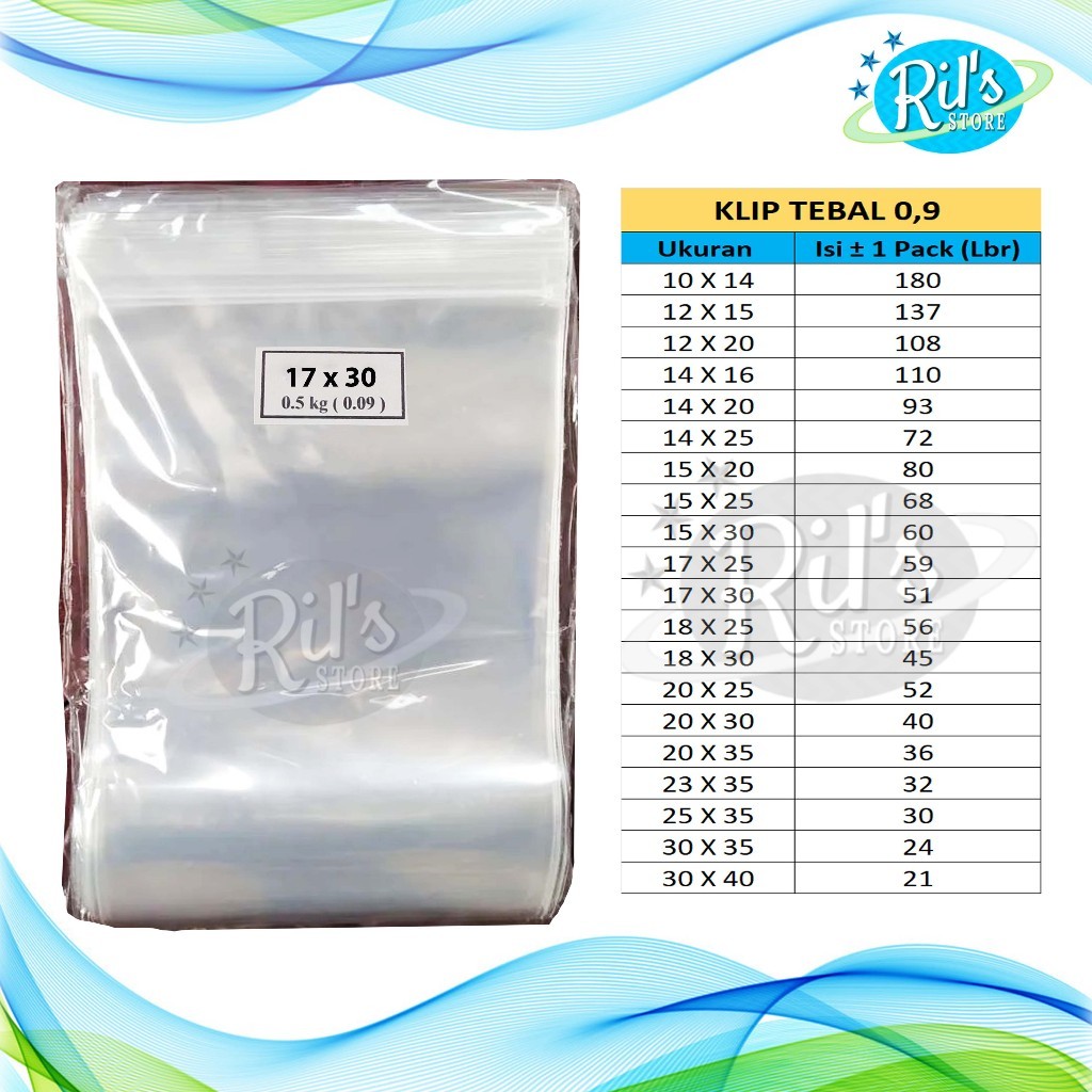 KLIP TEBAL 17x30 cm / PP KAKU BENING / 90 micron / 17 x 30 cm / Snack / Kripik / ZIPLOCK TEBAL