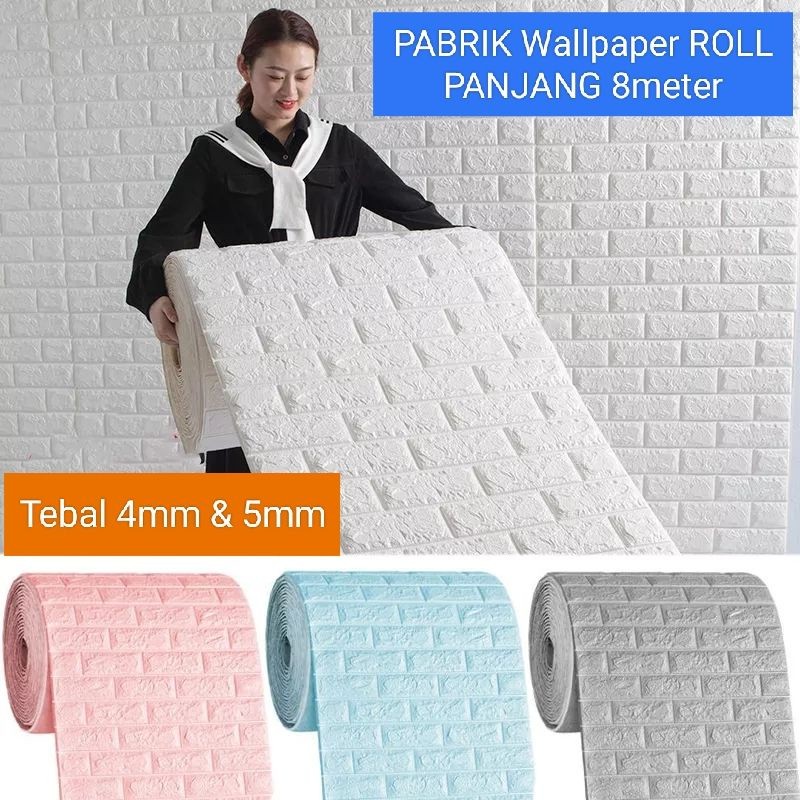 Wallpaper dinding 3D Bata Roll / Wallpaper Bata Roll 8 Meter