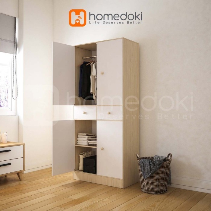 Lemari Pakaian Kayu 2 Pintu/ Wardrobe Minimalis/ Wardrobe Baju 2 Pintu/ Lemari Pakaian Minimalis