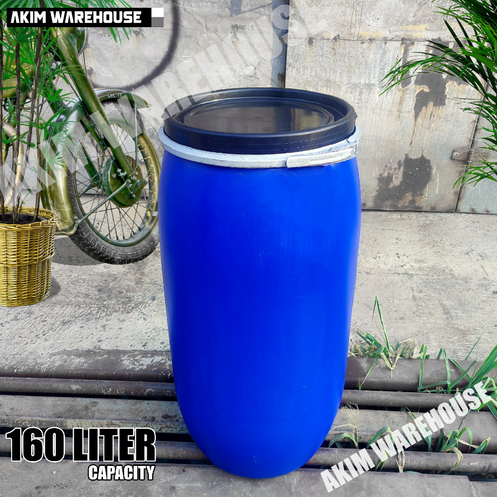 Drum Tong Industrial 160 Liter Grade Original Fermentasi/Air/Kimia/Tempat Sampah Plastik HDPE Biru +