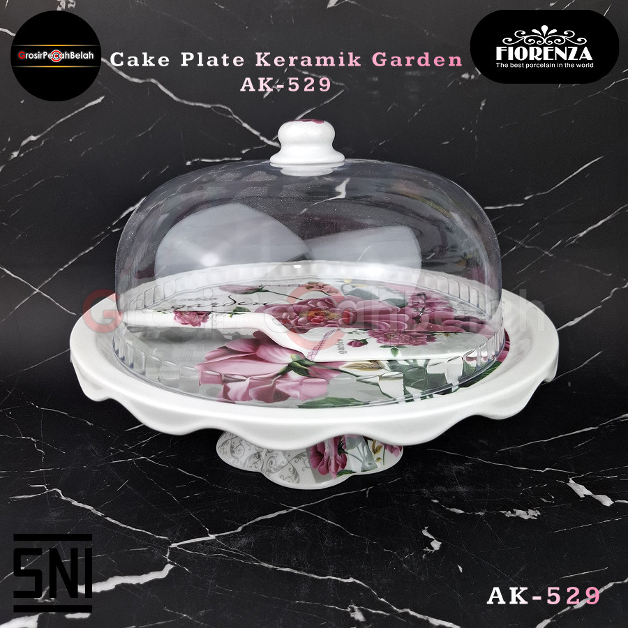 Fiorenza - Cake Plate / Tempat Kue + Sendok + Tutup AK-529