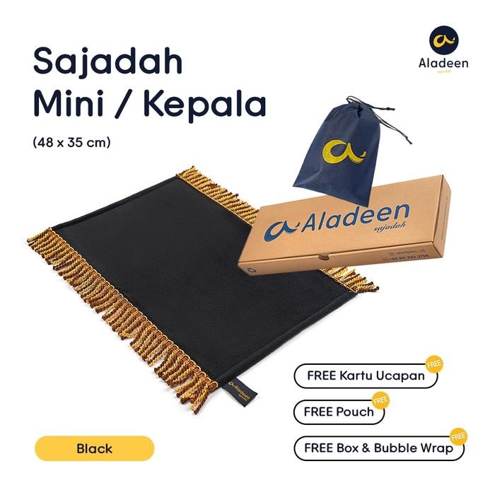 Sajadah Aladeen Kecil Mini / Kepala Bulu Tipis Polos - HITAM