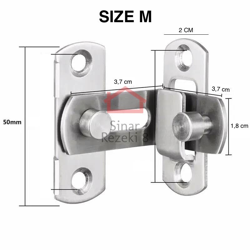Retrorent Grendel Sudut Kait / Cantol Pintu Kunci Geser Gembok Kamar Slot Jendela Gerendel