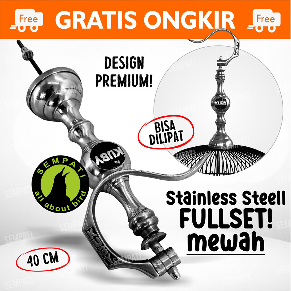 SEMPATI Gantungan Kuby Silver Fullset Plus Pion Kuby Gantungan Lipat Sangkar Kandang Burung Pleci
