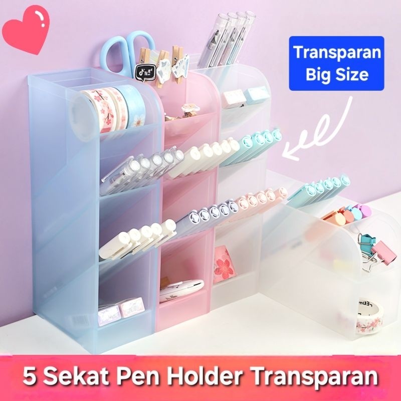 

FLASH SALE ST5462 [COD] RAK PENSIL TRANSPARAN SERBAGUNA 5 SEKAT PEN HOLDER 5 SEKAT PENYIMPANAN