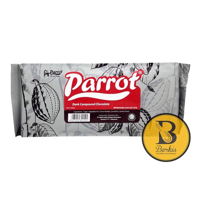 

JTTOP" PARROT DARK CHOCOLATE COMPOUND 500 GR / COKELAT BLOK MASAK
