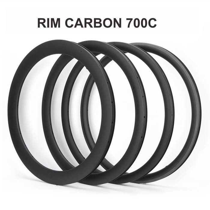 Carbon Rims Velg Sepeda Roadbike Trakbike Fixie Carbon 700C 50Mm 60Mm Type Rim Brake
