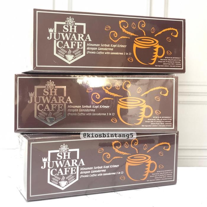 

Kopi SH Juwara Cafe 1 box isi 20 sachet 3 in 1 Less Sugar