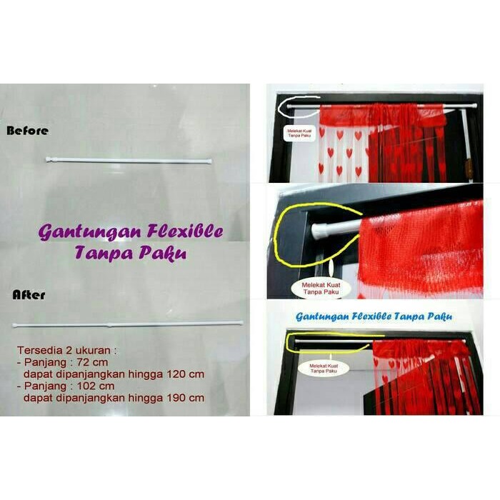 Gantungan Tirai Pintu /Tirai Kamar Mandi DLL.