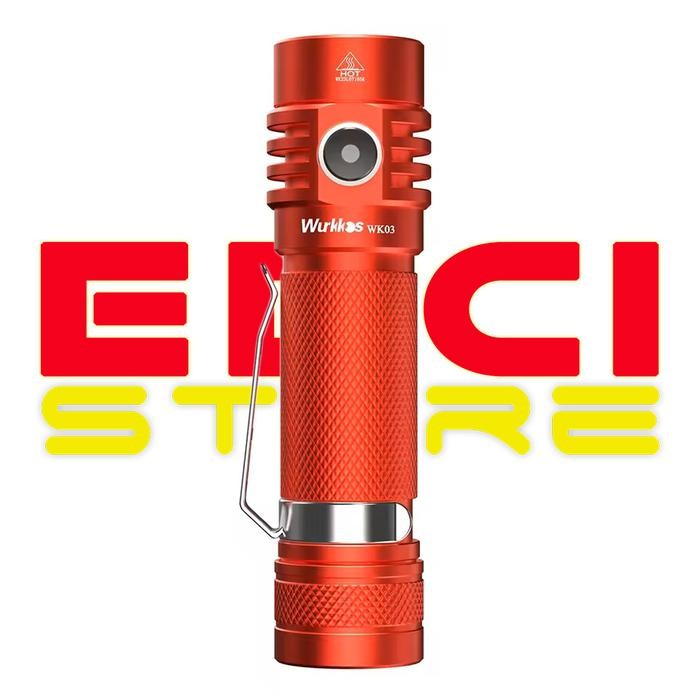 Senter Wurkkos WK03 Merah/Red, SST40, 1800 Lumens, USB Type-C
