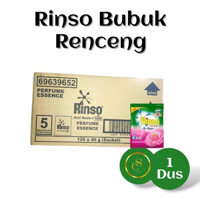 1 Dus Rinso bubuk anti noda +molto per dus isi 126 sachet - Deterjen Powder Laundry Pembersih Kain