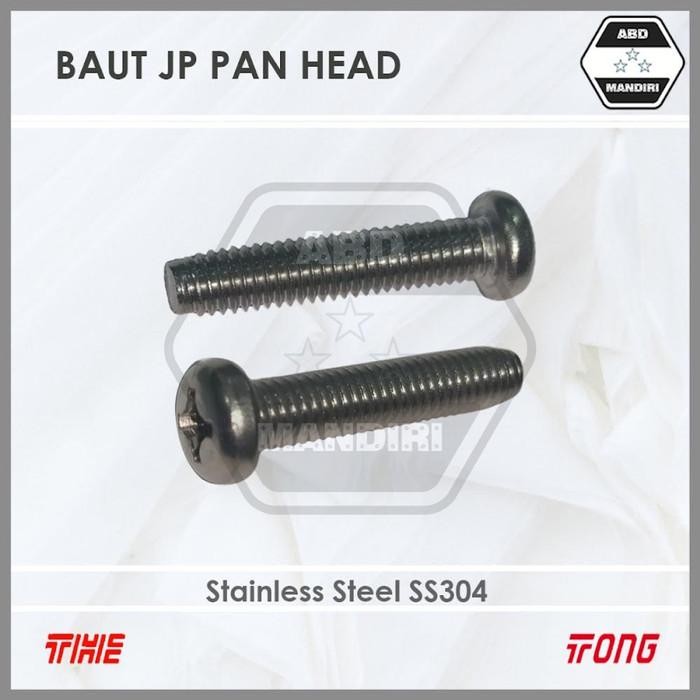 SS304 Baut JP Stainless M6 X 12 ( SUS304 A2-70 Pan Head Machine Screw ) M6x12 / 6x12 / Baut JP 6 x 1