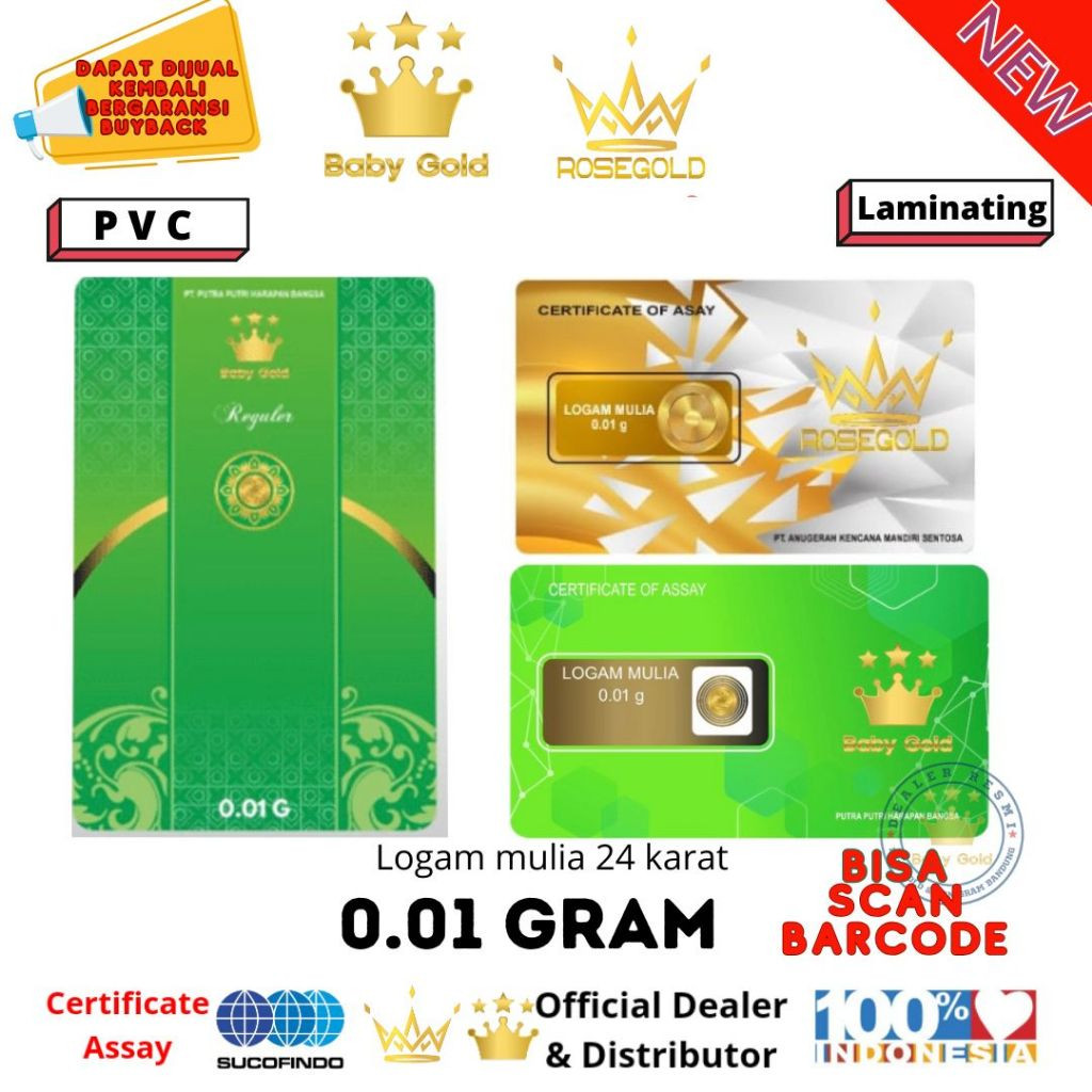 BABY GOLD / ROSE GOLD 0.01 GRAM LOGAM MULIA EMAS MINI