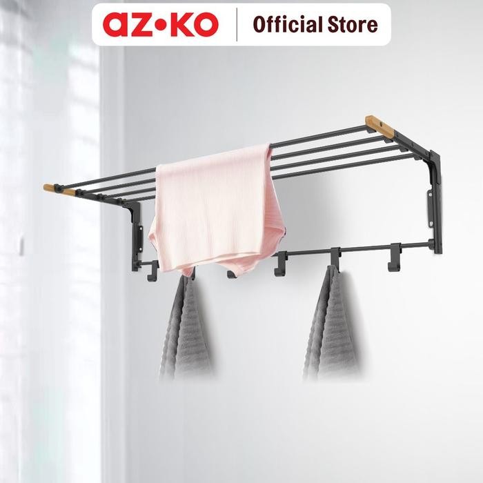 PREMIUM AZKO Stora Jemuran Baju Dinding Tempat Jemur Baju Drying Rack Gantungan Laundry Perlengkapan