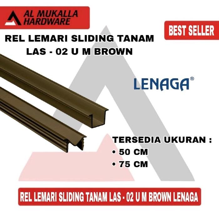PREMIUM [ 50cm & 75cm ] Rel Sliding U & M Pintu lemari Geser Rel LAS - 02 U M / U V Lenaga Rel 3141