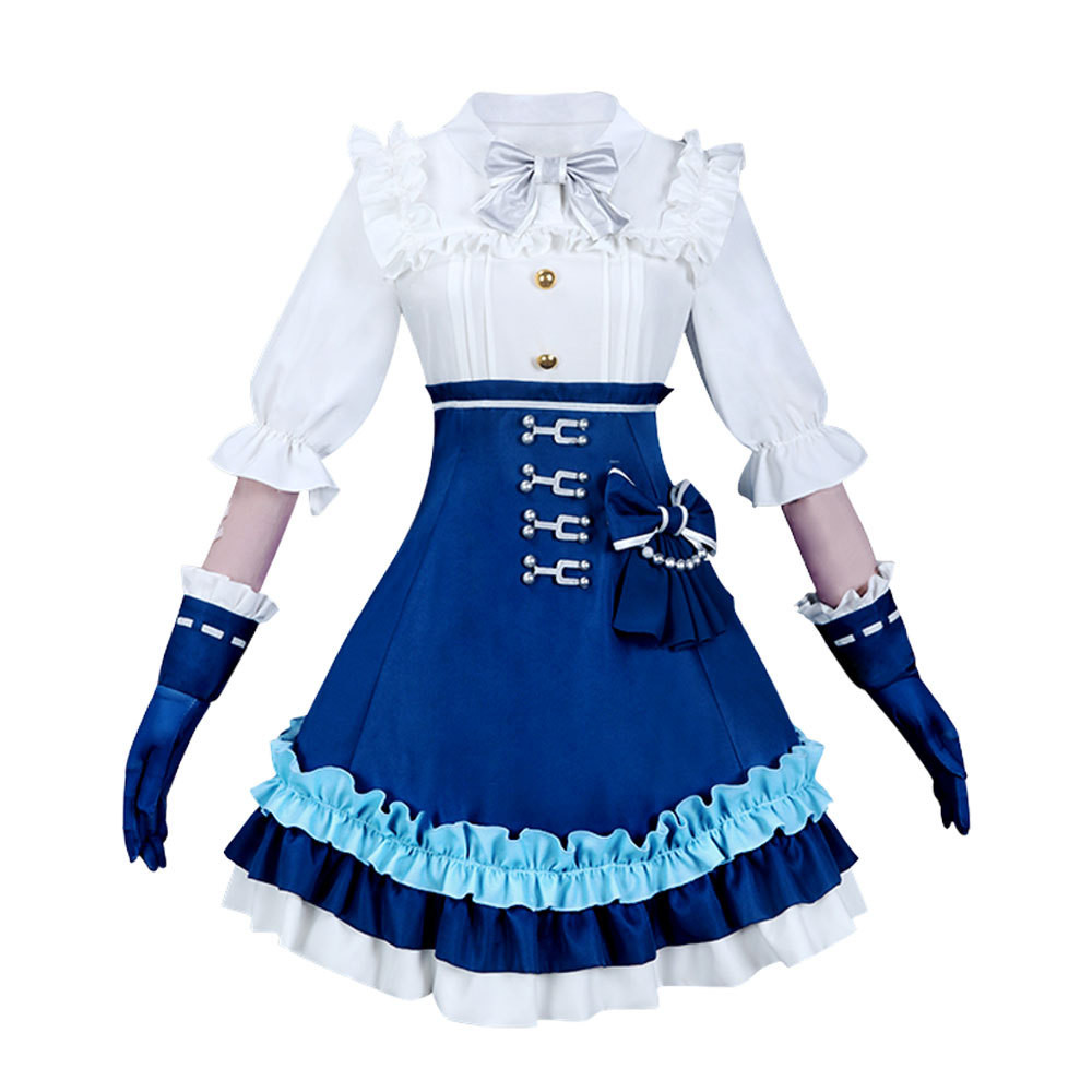 Anime Identity V Gardener Emma Woods Cosplay Costume Sweet Lolita Dress With Blue Hat Gloves