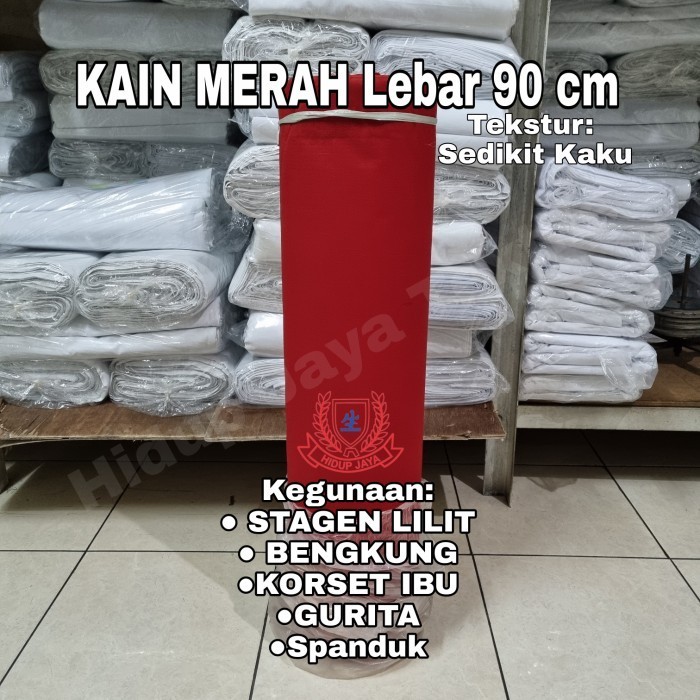 KAIN MERAH Spanduk Beber Bengkung Stagen Gurita Lebar 90 cm