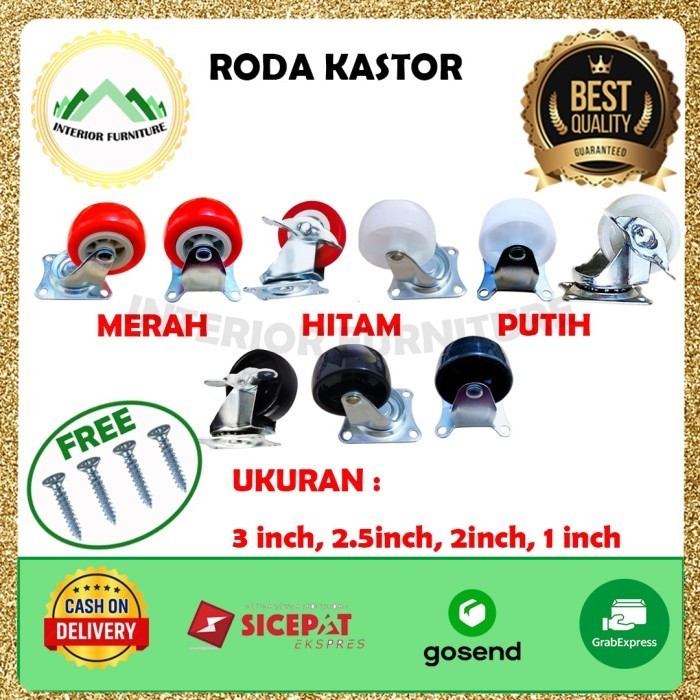 PREMIUM Roda Troli 3 inch (HIDUP), Roda Kastor PVC Nylon Roda Etalase
