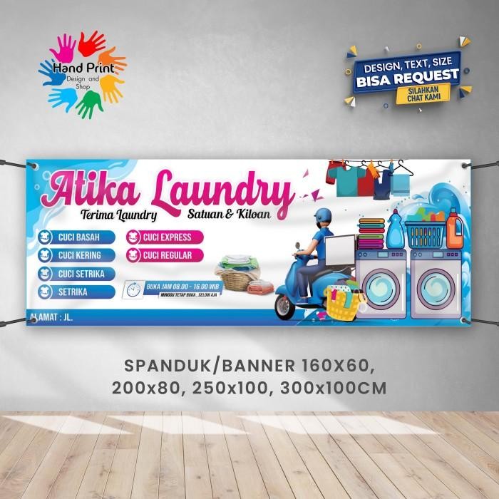 PREMIUM SPANDUK BANNER Laundry Cuci Pakaian A 300x100 CM