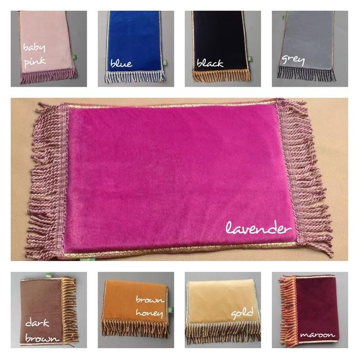 Sajadah Colour Velvet Premium Polos Muka Kepala Travel Beludru Bludru