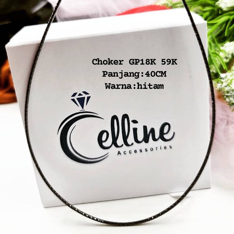 Kalung choker lapis emas anti alergi/kalung choker hitam/kalung choker rosegold/KALUNG XP