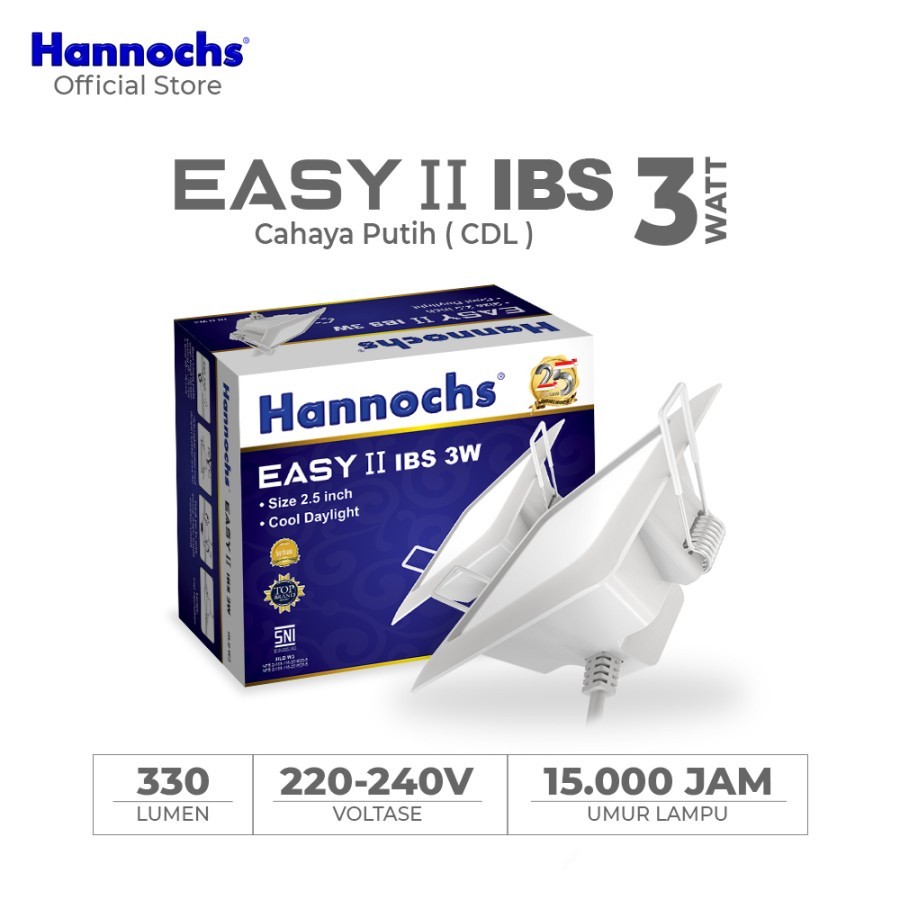 Lampu Downlight LED Hannochs EASY II 3W KOTAK IB