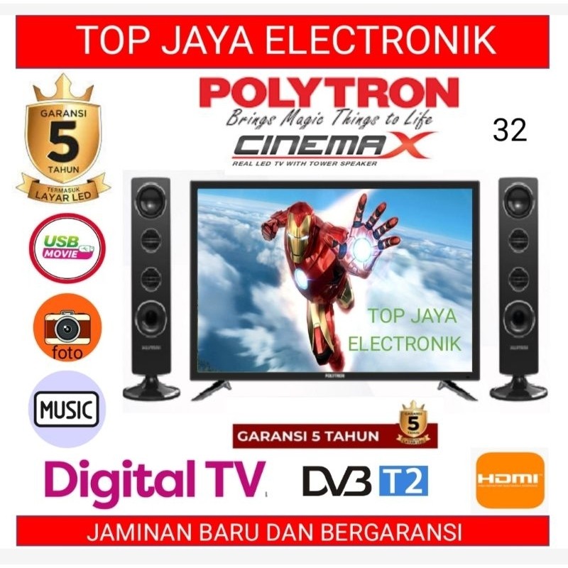 LED TV POLYTRON 32INCH CINEMAX DIGITAL TV / POLYTRON LED TV 32INCH CINEMAX BARU BERGARANSI RESMI