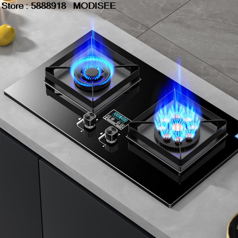 Kompor Gas 2 Pembakar untuk Dapur Kompor Gas Ganda Kompor Gas Alam Tertanam Rumah Tangga Kompor Tana