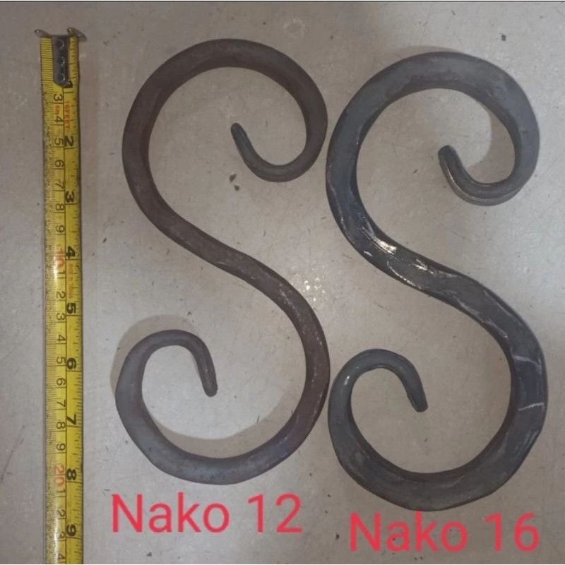 Ornamen Pagar Besi Tekukan Nako Letter S 20 cm Nako 12 dan Nako 16(EMBOSS)