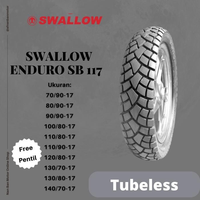 Ban Motor Swallow Street Enduro Ukuran 110/80-17, 110/90-17, 120/80-17, 130/80-17, 130/70-17 &