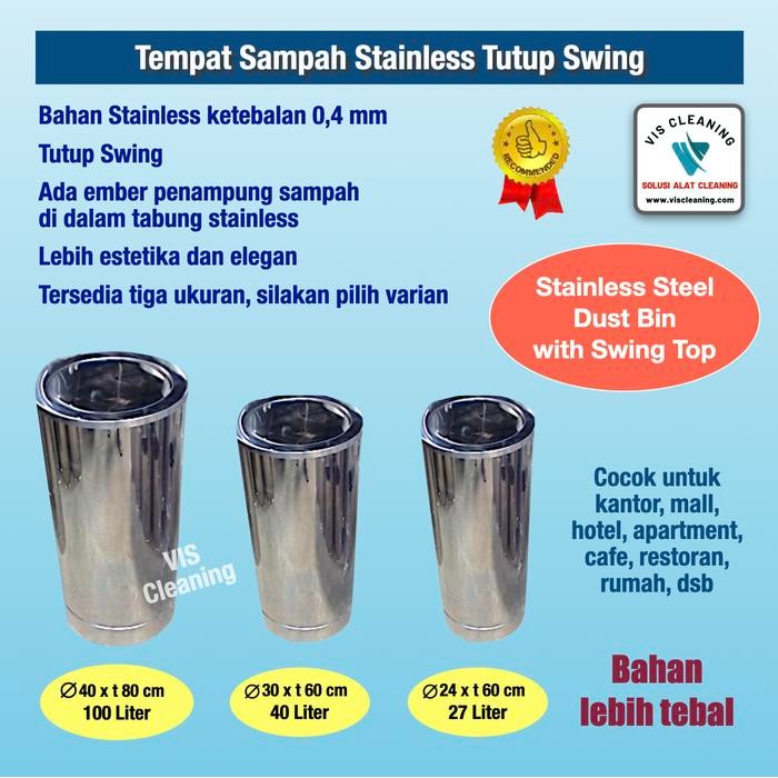 Tempat Sampah Stainless dengan Tutup Swing