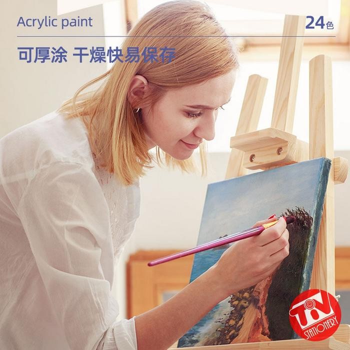 

Artemedia - Cat Akrilik Deli Acrylic Paint 24 Warna (24 X 5 Ml) Bonus Kuas & Palet