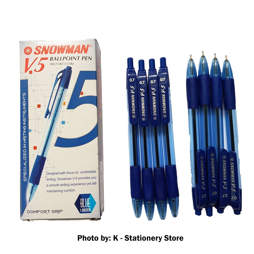 

[Lusin] Bolpen Snowman Original Ballpoint Pen V-5 (Hitam / Biru / Merah) [Lusin]
