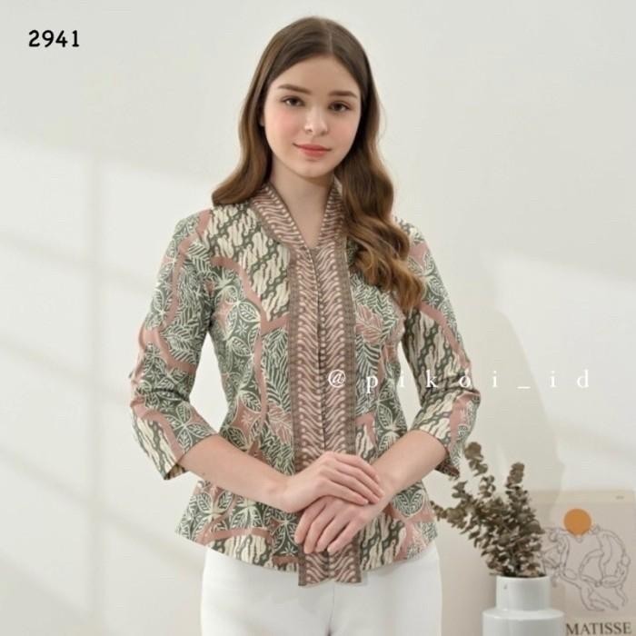Baju Batik Wanita Lengan Panjang / Atasan Batik Kantor Seragam Pendek