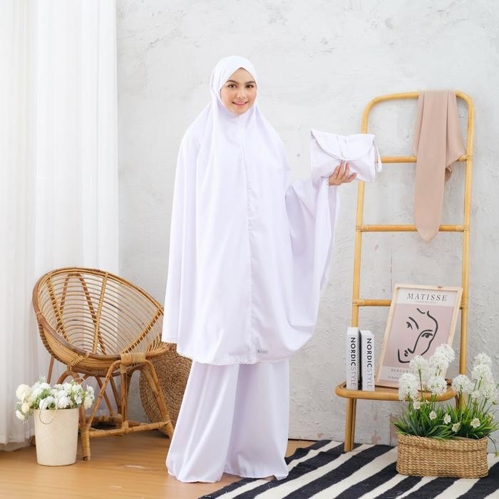 Mukena Dewasa Polos Putih Katun Jepang Ori Terlaris