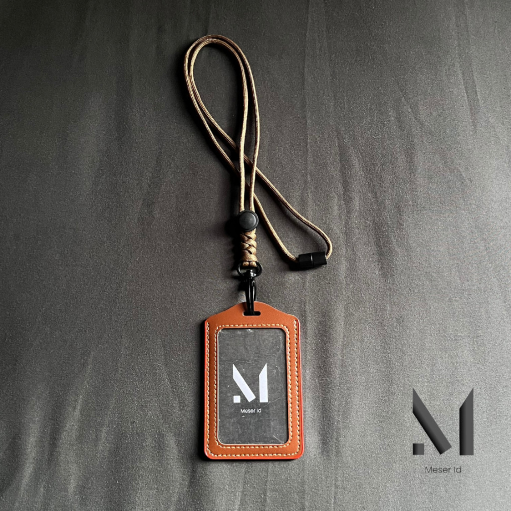 

Lanyard ID Card Holder PU Leather Tali Paracord 550lbs 4mm Gantungan Name Tag Pria Wanita