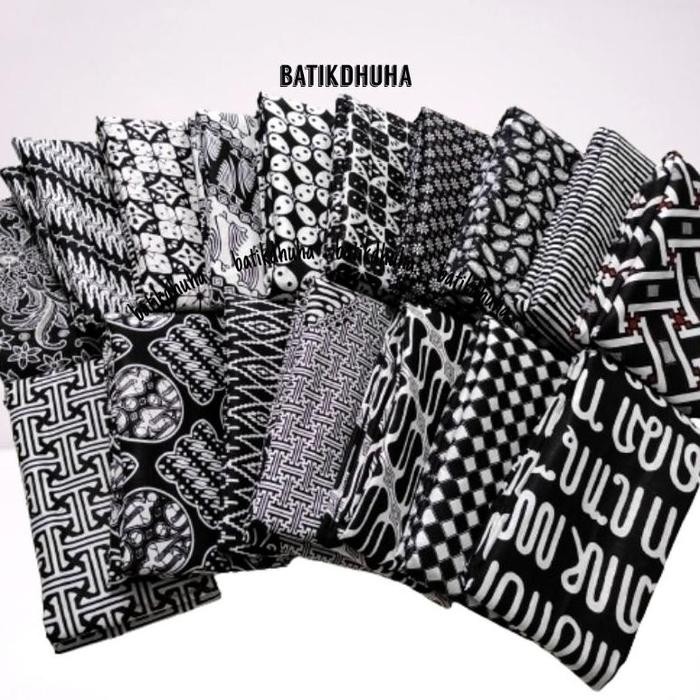 Kain Hitam Putih / Kain Batik Hitam Putih Meteran 2X1Meter / Batik Set