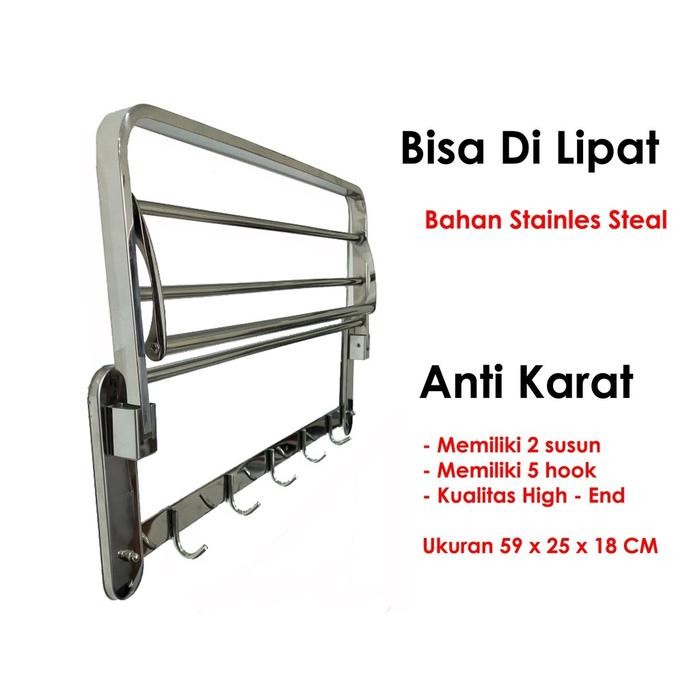 (KIM)RAK HANDUK LIPAT HOTEL KAMAR MANDI GANTUNGAN TEMPAT BAJU DINDING