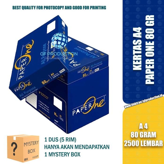 

Kertas HVS A4 80gr Paper One 1 Dus / 5 Rim / 2500 Lembar (29,7 x 21 cm)