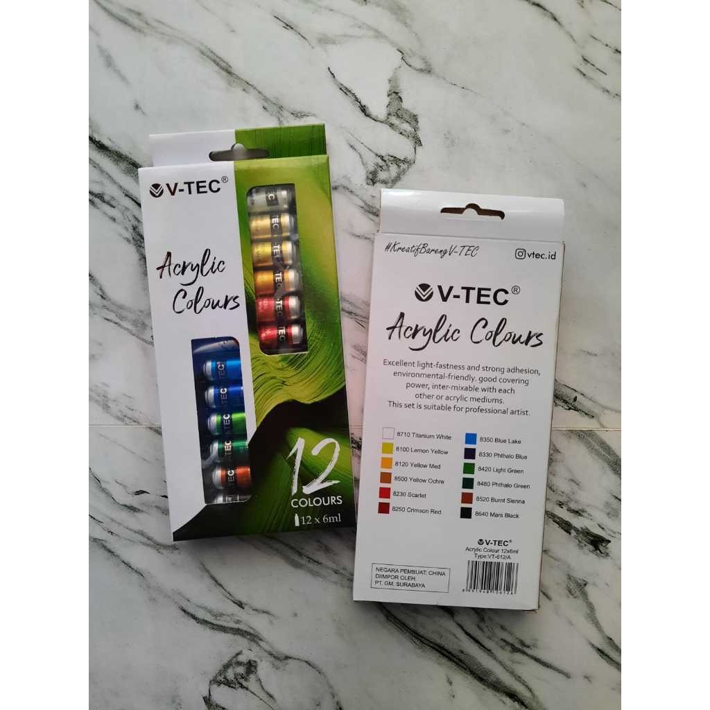 

Acrylic Colours 6 ML Set VTEC CAT AKRILIK 12 WARNA