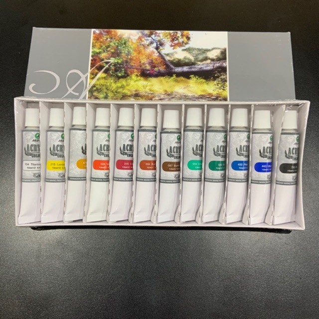 

MARIES Cat Acrylic 12 Warna 812B 12 Ml Set Paint Cat Lukis Akrilik