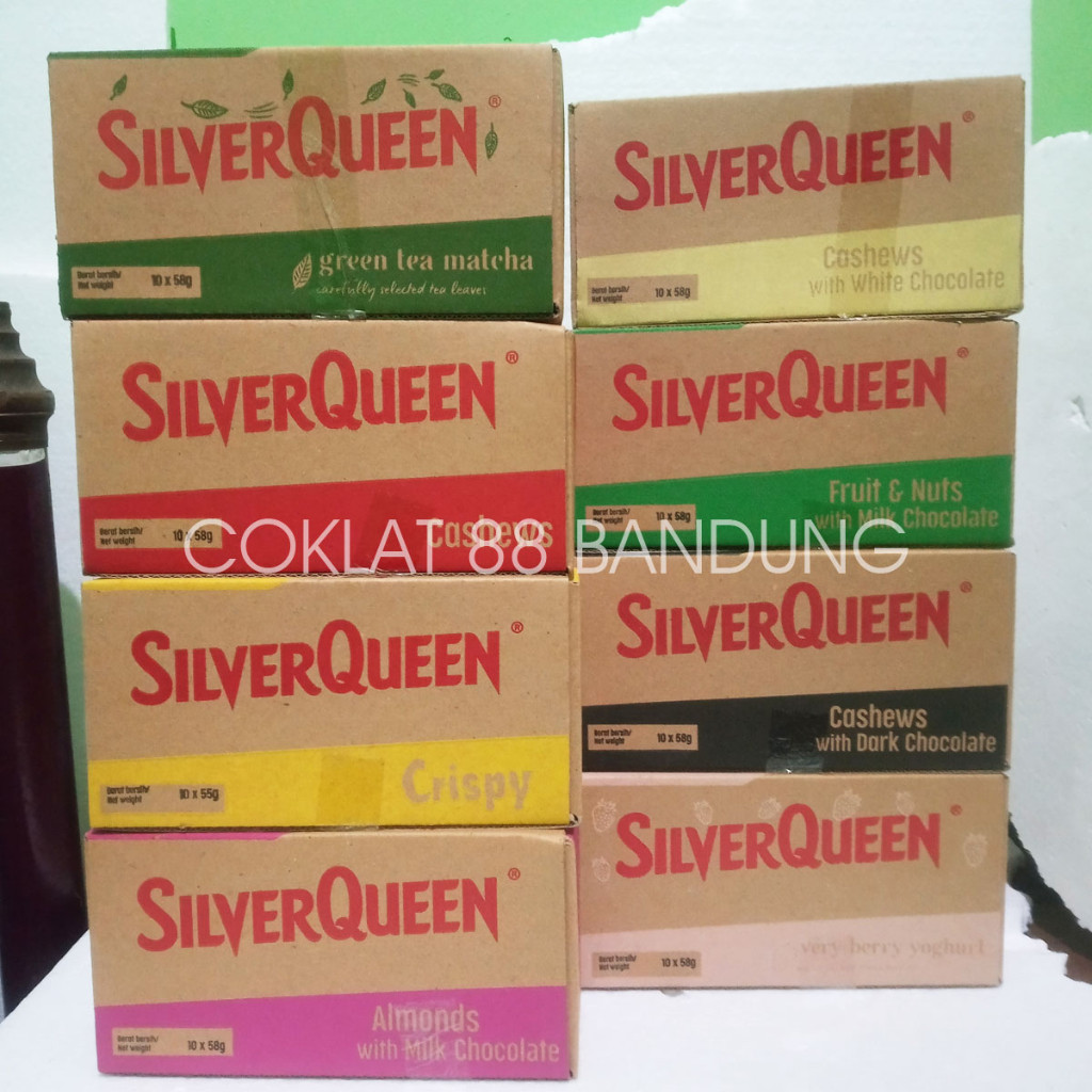 

WHYN!! SILVER QUEEN 1 BOX 55GR ex 58GR, COKLAT SILVERQUEEN 10 PCS X 55gr ex 58 gram ALMOND MEDE